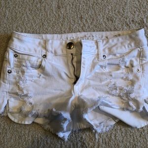 American Eagle White Ripped Shorts